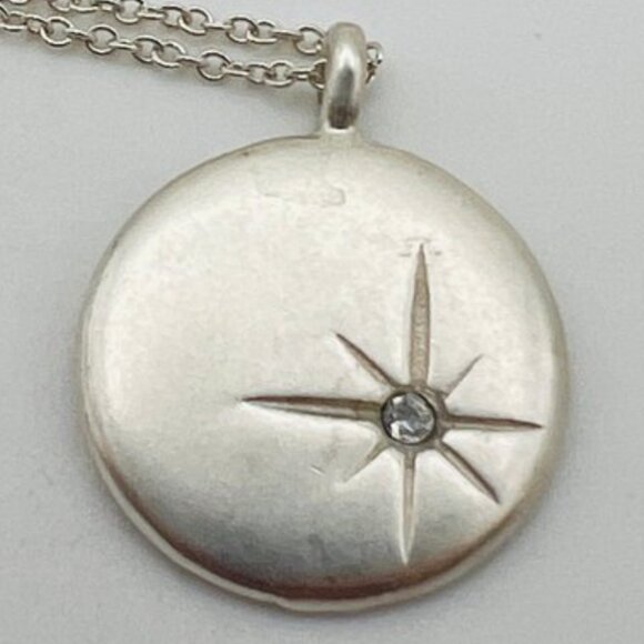 Sterling Silver Adjustable Trace Chain Necklace with Round Sunburst Pendant - Picture 3 of 8